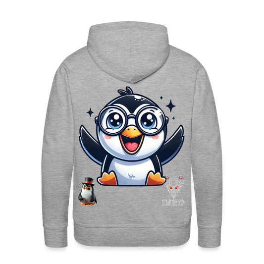 Men Hoodie KasPenguin Happy - Grau meliert