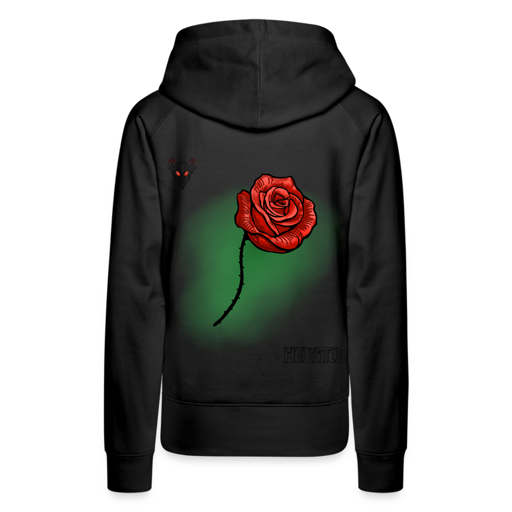Woman Hoodie Rose on Green 2 - Schwarz