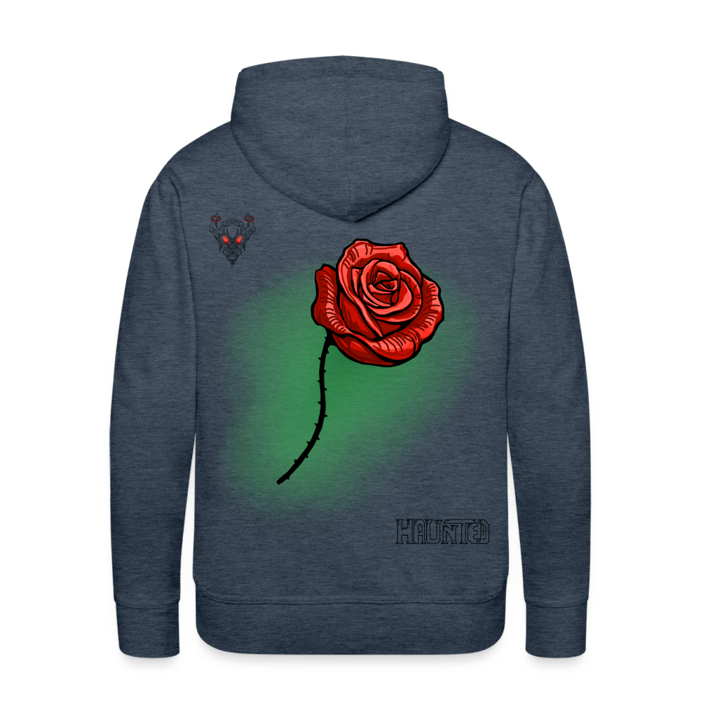 Men Hoodie Rose On Green 3 - Jeansblau
