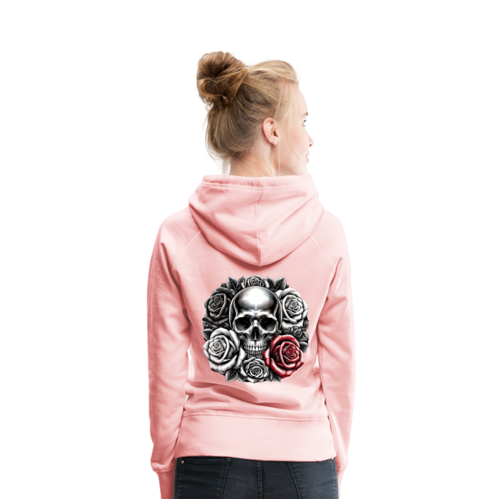 Women Hoodie Skull Roses - Kristallrosa