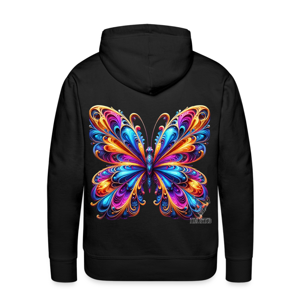 Men Hoodie Vibrant Butterfly Elegance - Schwarz