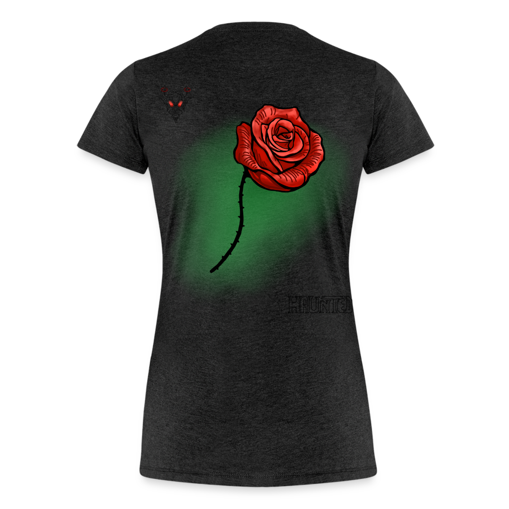Woman T-Shirt Rose on Green 2 - Anthrazit
