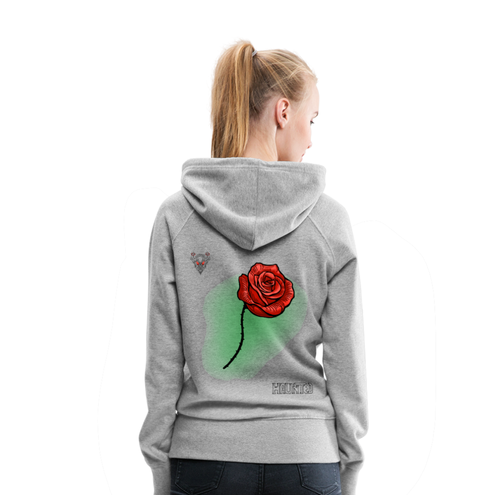 Woman Hoodie Rose on Green 2 - Grau meliert