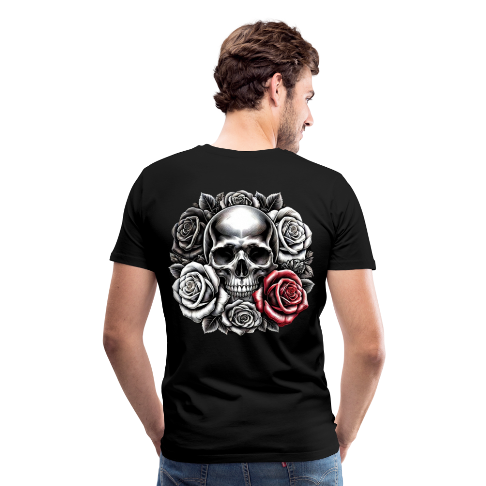 Men T-Shirt Skull Roses - Schwarz