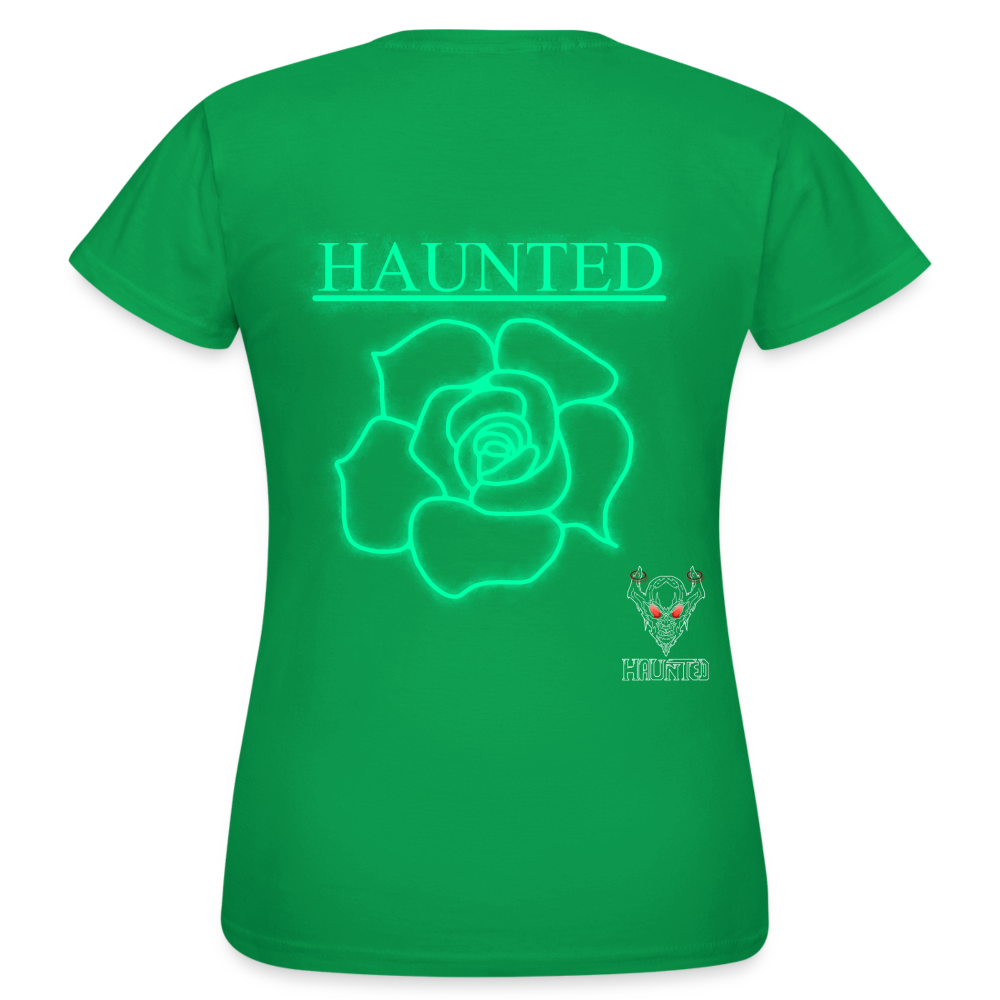 Women T-Shirt Turquoise Neon Rose - Kelly Green