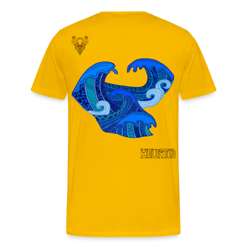 Man T-Shirt Waves Dark - Sonnengelb