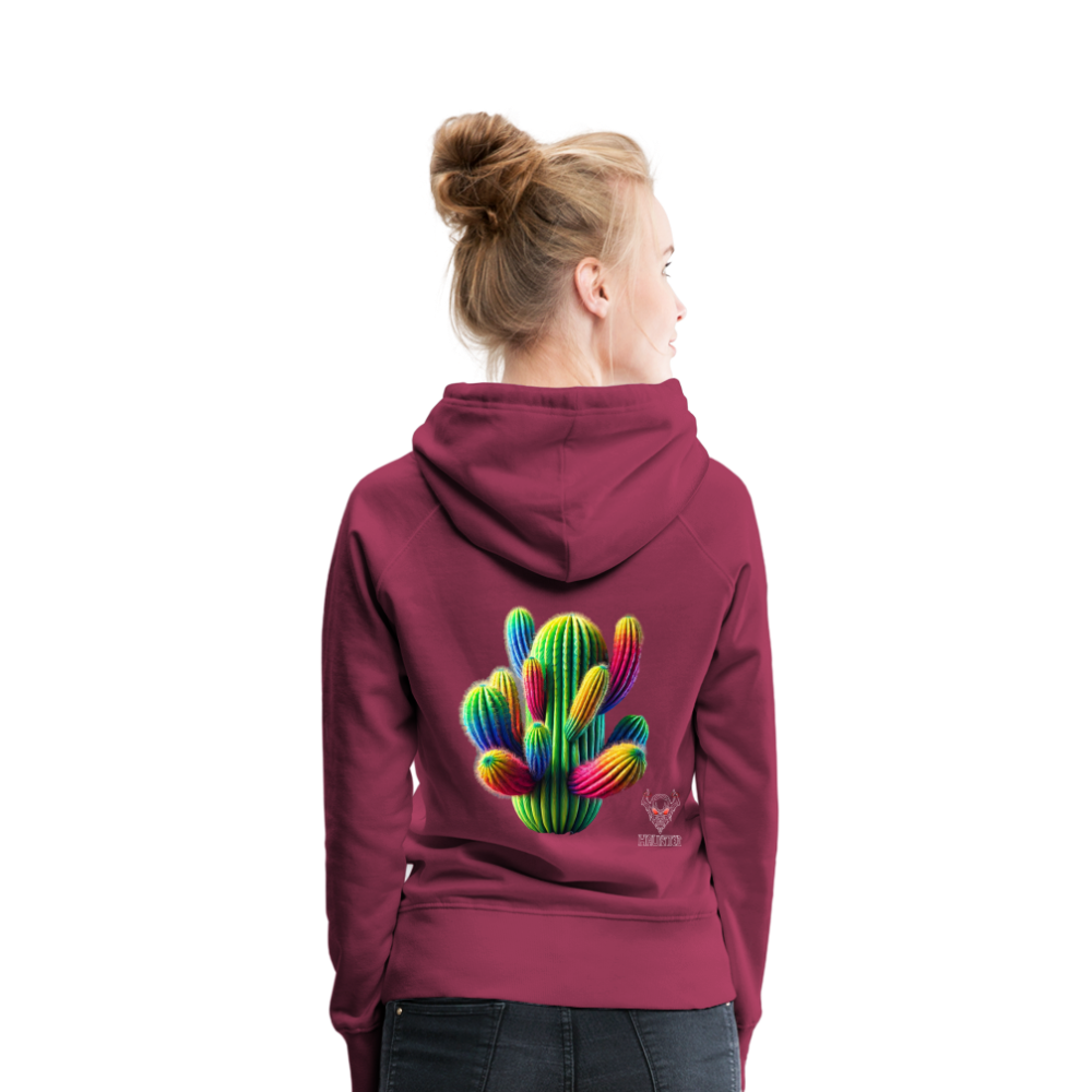 Woman Hoodie Prismatic Cactus Bloom - Bordeaux