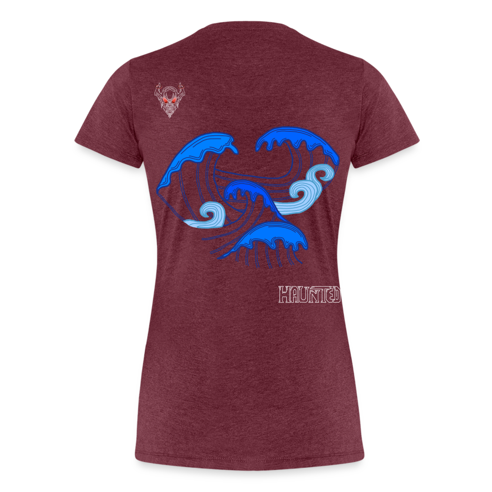 Woman T-Shirt Waves clean Light - Bordeauxrot meliert