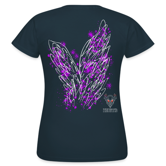 Women T-Shirt Pink Wings - Navy