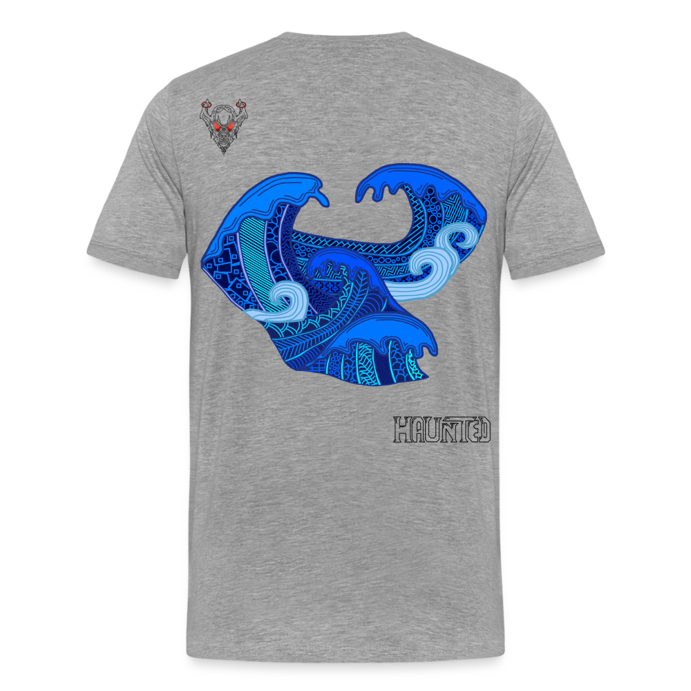Man T-Shirt Waves Dark - Grau meliert