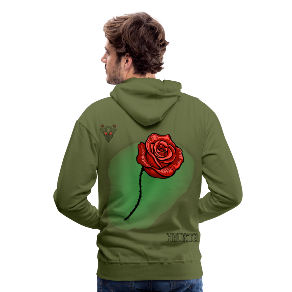 Men Hoodie Rose On Green 3 - Olivgrün