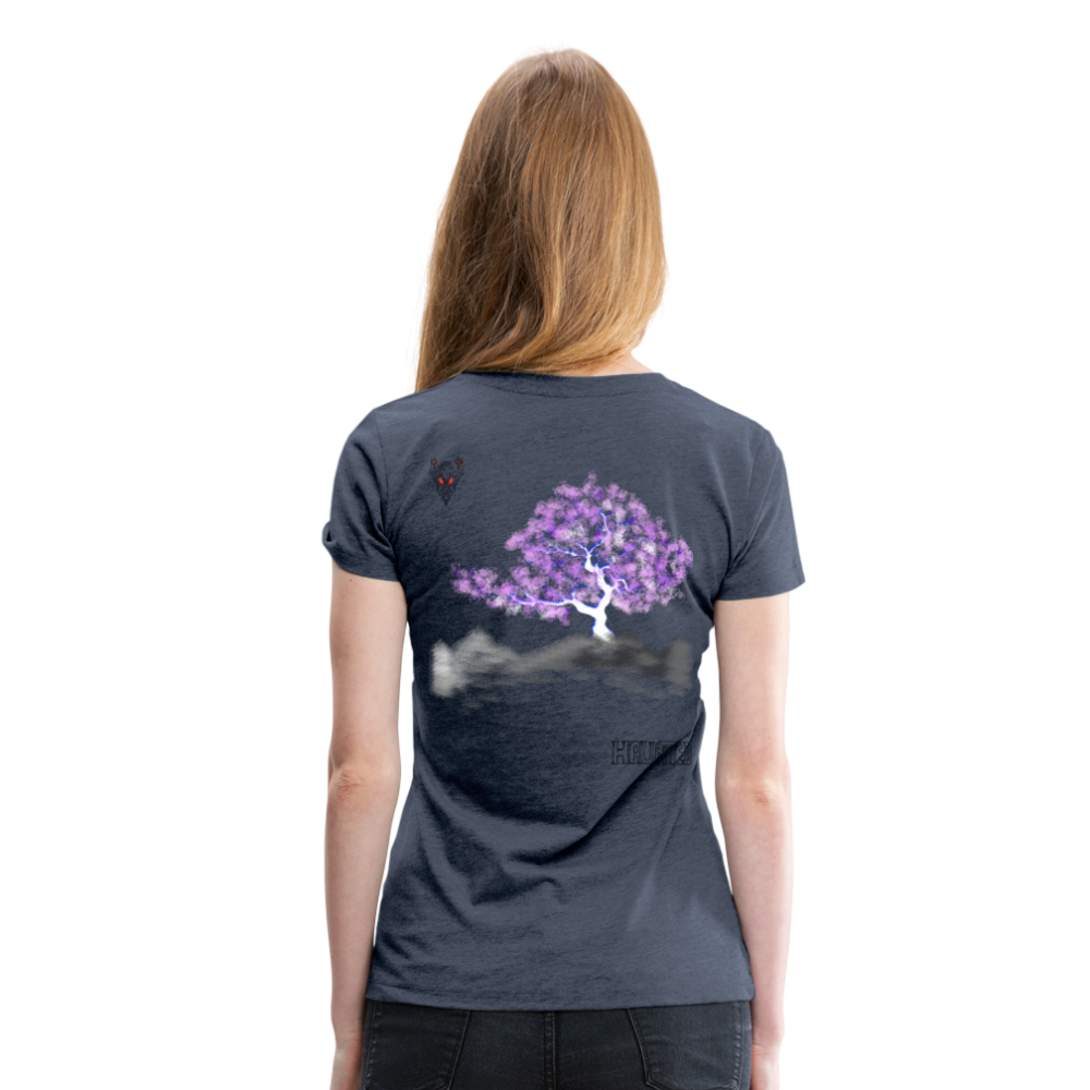 Woman T-Shirt Cherry Blossom - Blau meliert