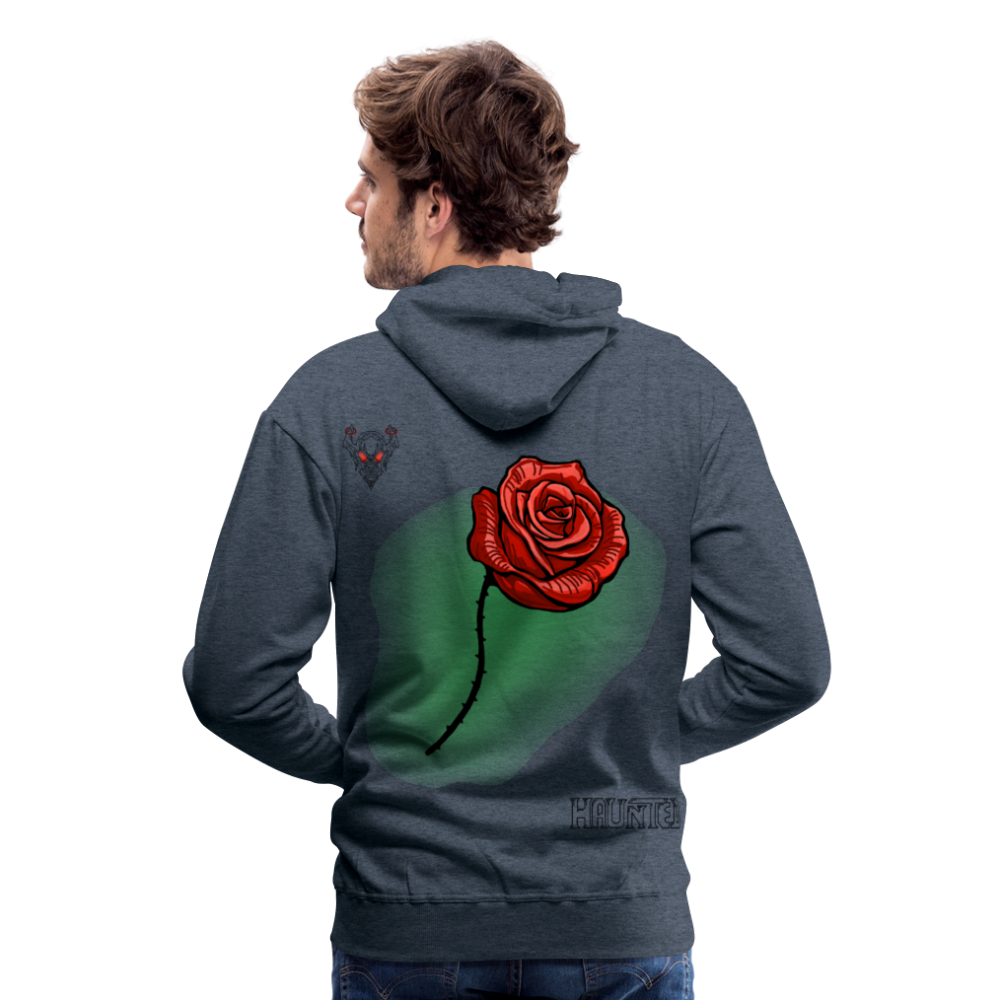Men Hoodie Rose On Green 3 - Jeansblau