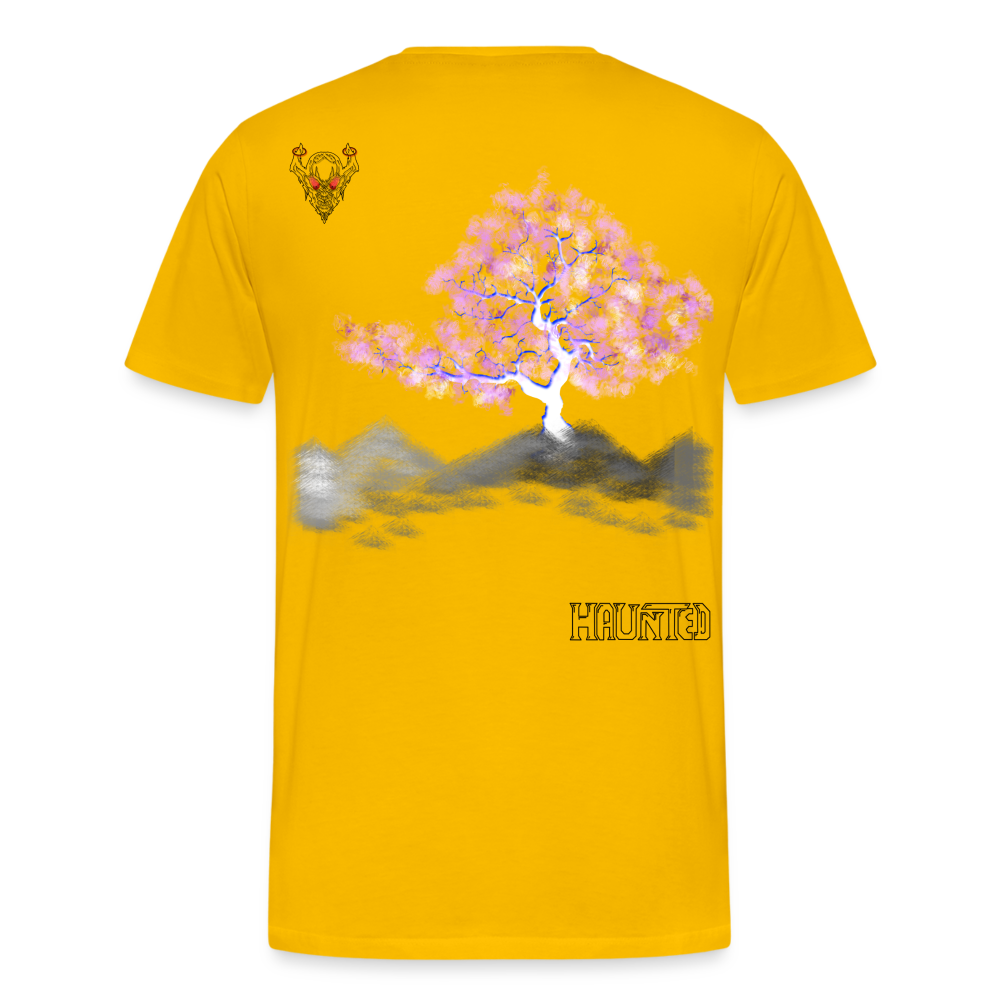 Man T-Shirt Cherry Blossom - Sonnengelb