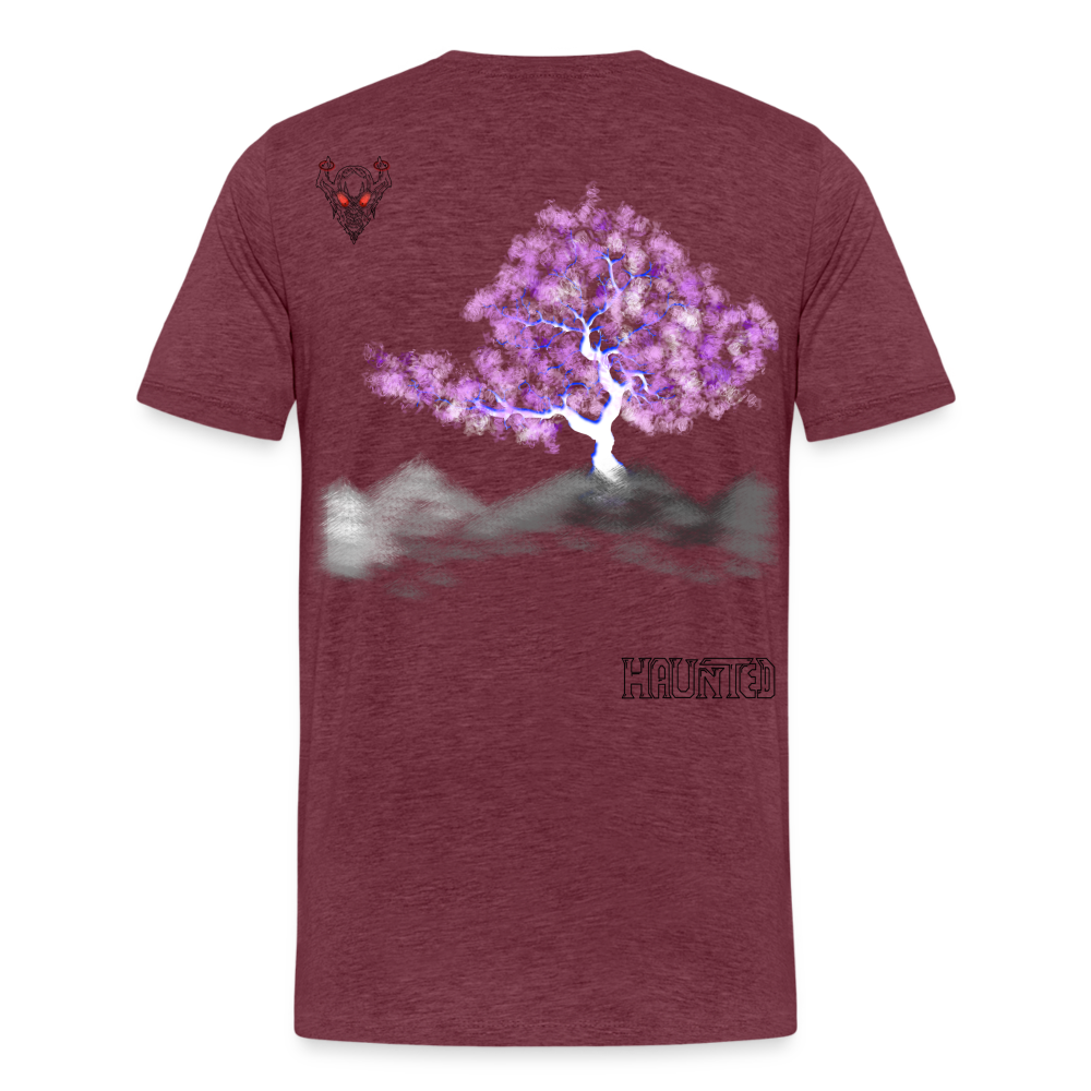Man T-Shirt Cherry Blossom - Bordeauxrot meliert