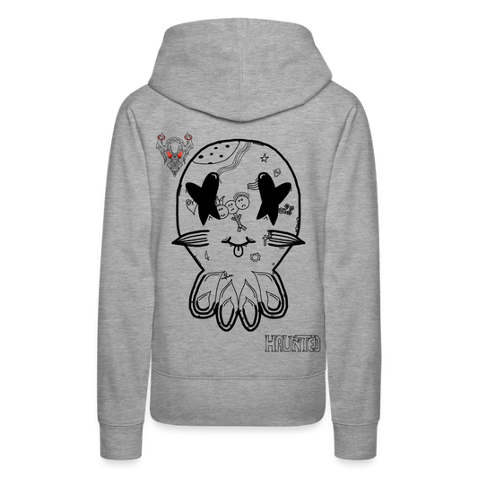 Woman Hoodie Ghost Doodle Dark - Grau meliert