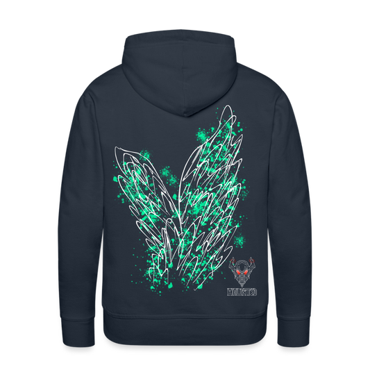 Men Hoodie Turquoise Wings - Navy