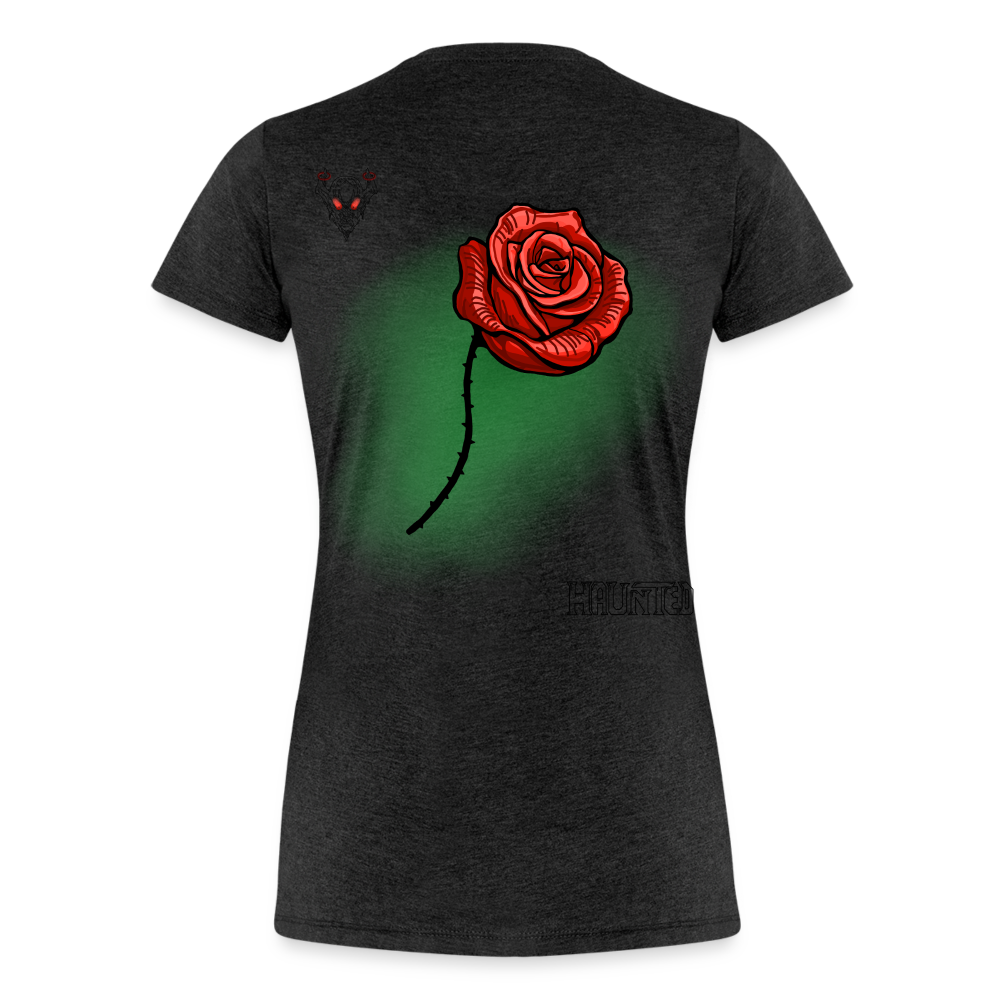 Woman T-Shirt Rose on Green 3 - Anthrazit
