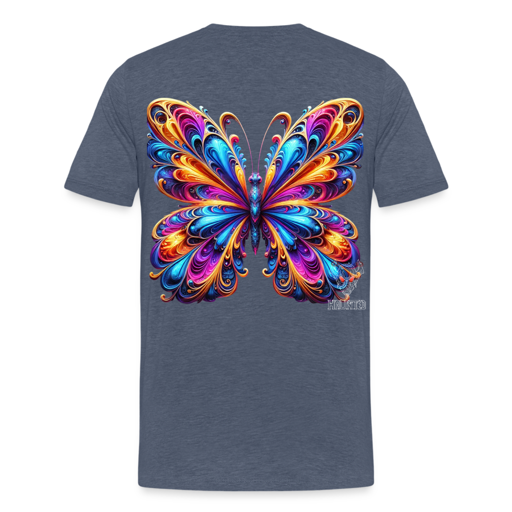 Men T-Shirt Vibrant Butterfly Elegance - Blau meliert
