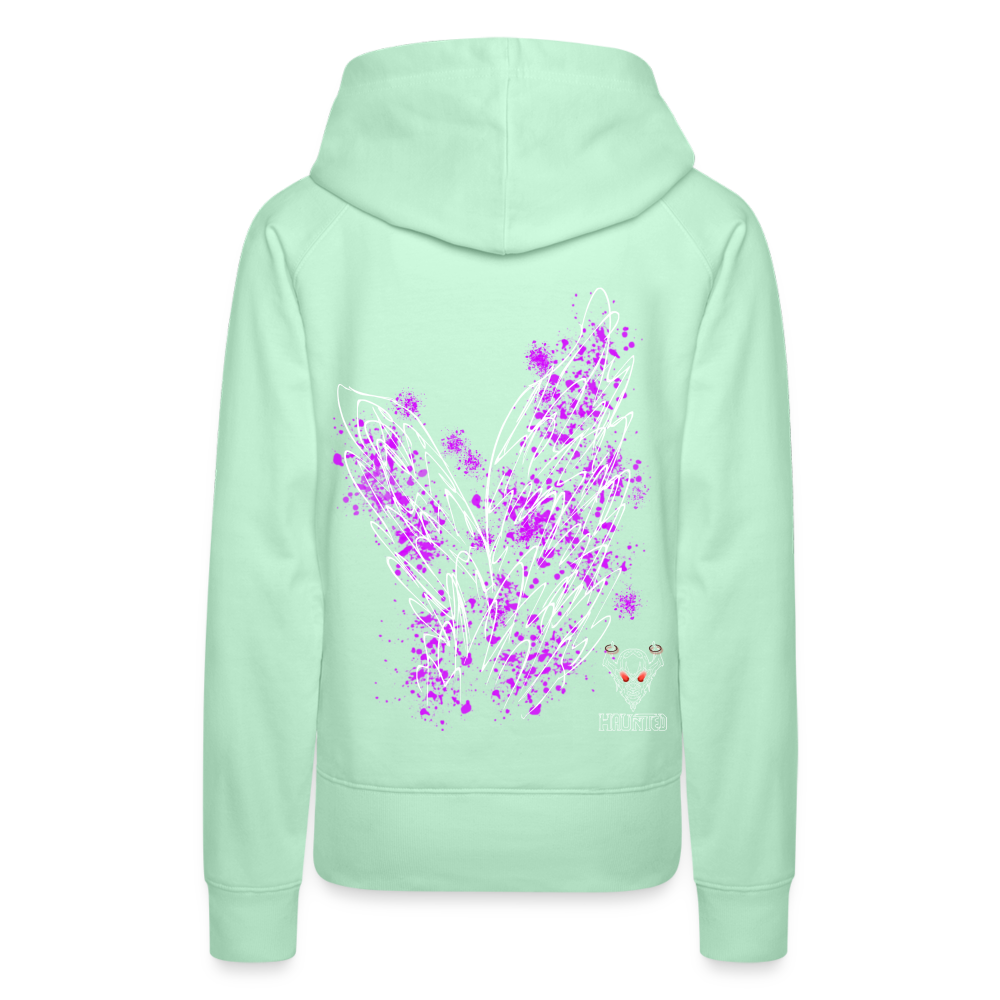 Women Hoodie Pink Wings - helles Mintgrün
