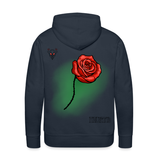 Man Hoodie Rose on Green 1 - Navy