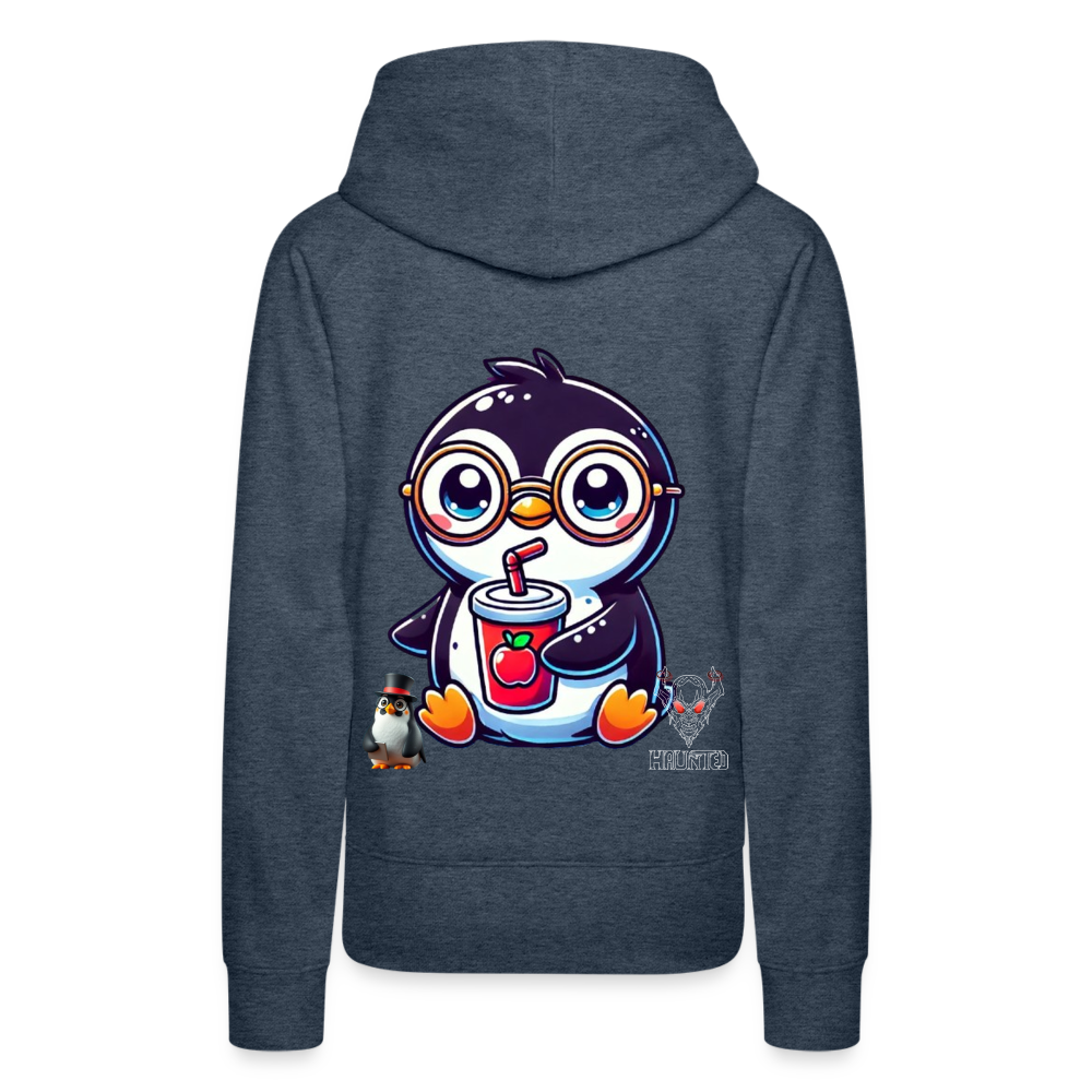 Women Hoodie KasPenguin with Drink - Jeansblau