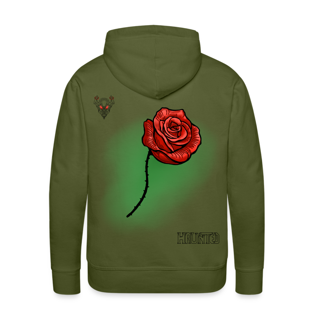 Men Hoodie Rose on Green 2 - Olivgrün