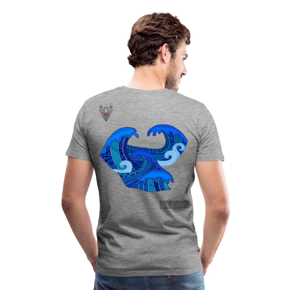 Man T-Shirt Waves Dark - Grau meliert