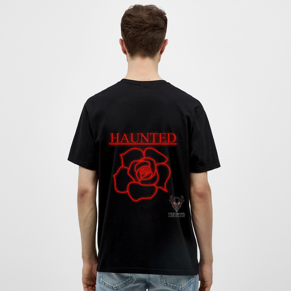 Men T-Shirt Red Neon Rose - Schwarz