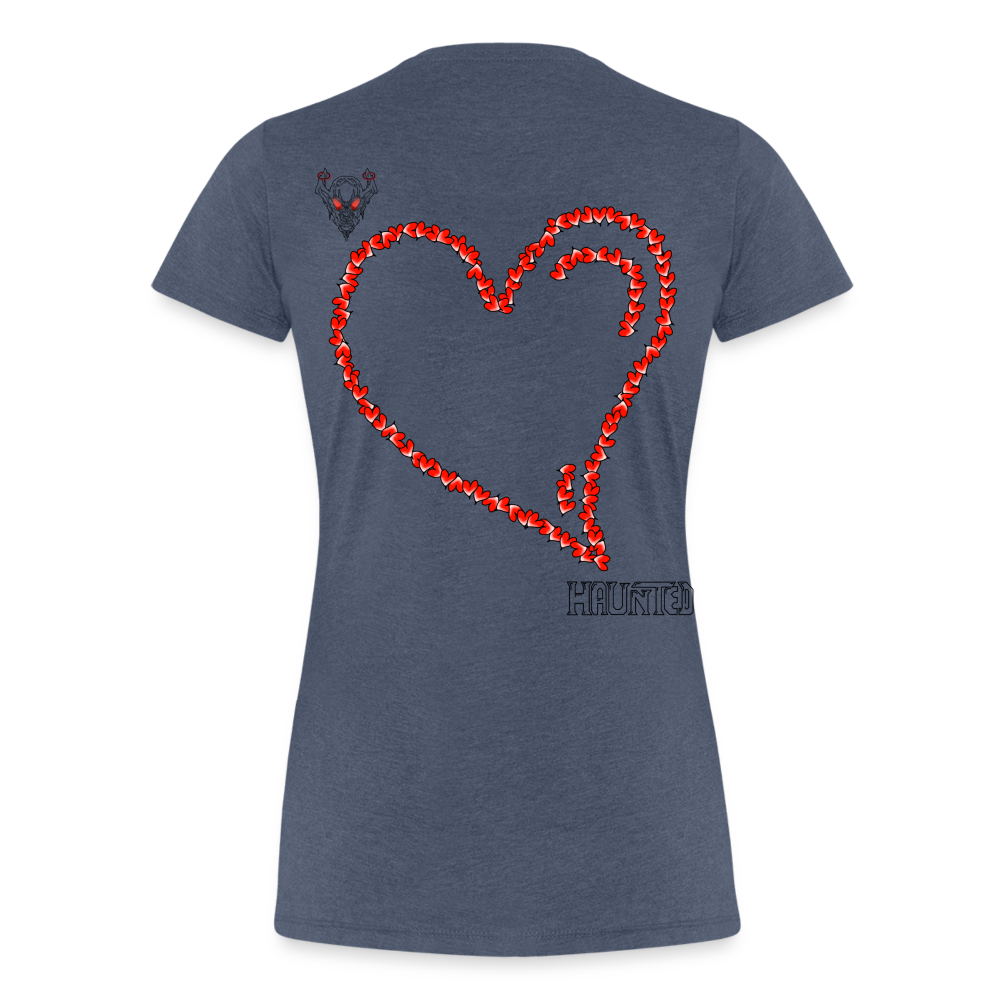 Woman T-Shirt Hearts Dark - Blau meliert