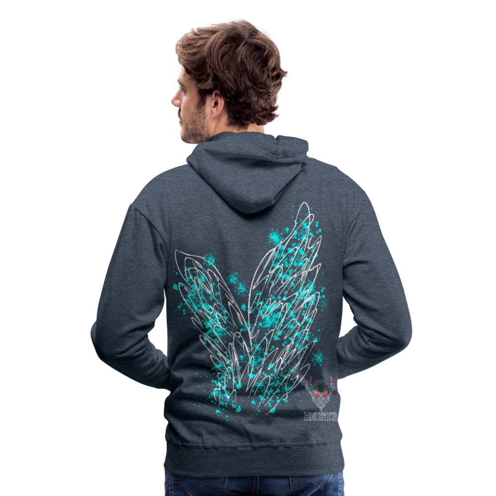 Men Hoodie Aqua Wings - Jeansblau