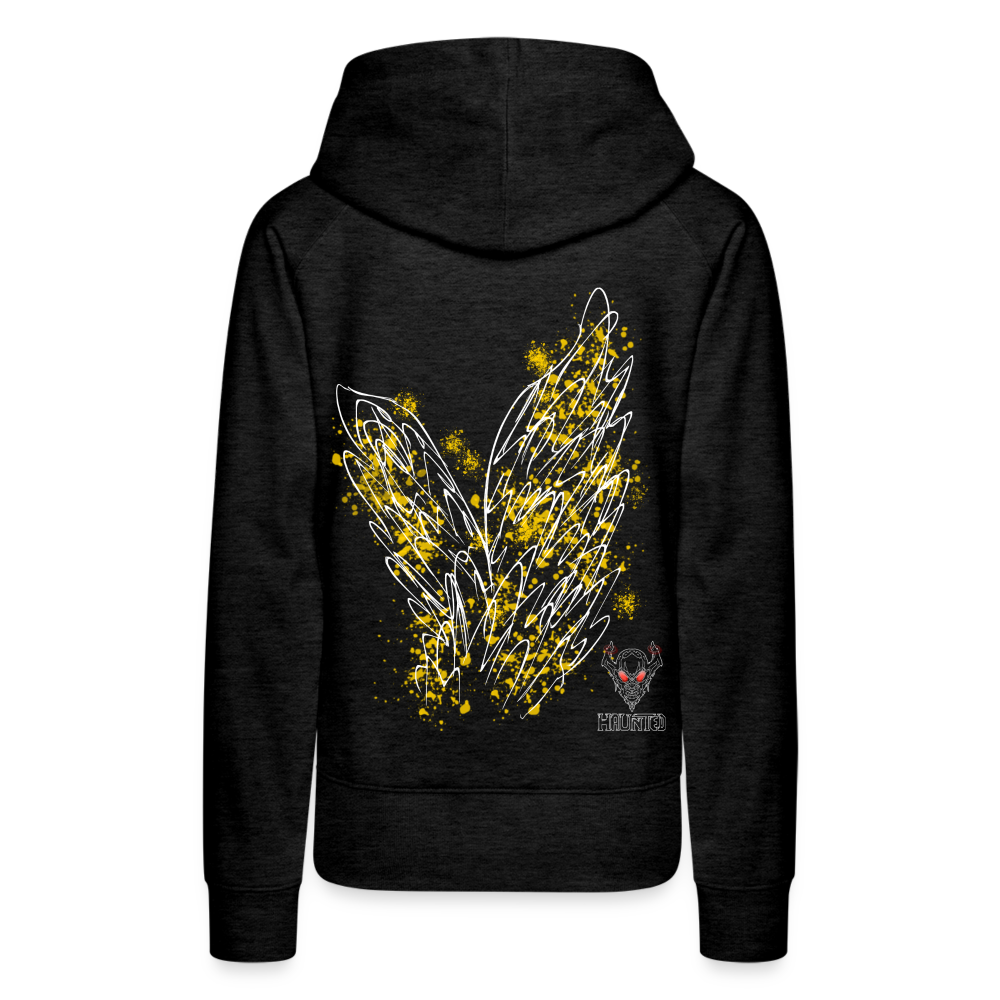 Women Hoodie Yellow Wings - Anthrazit