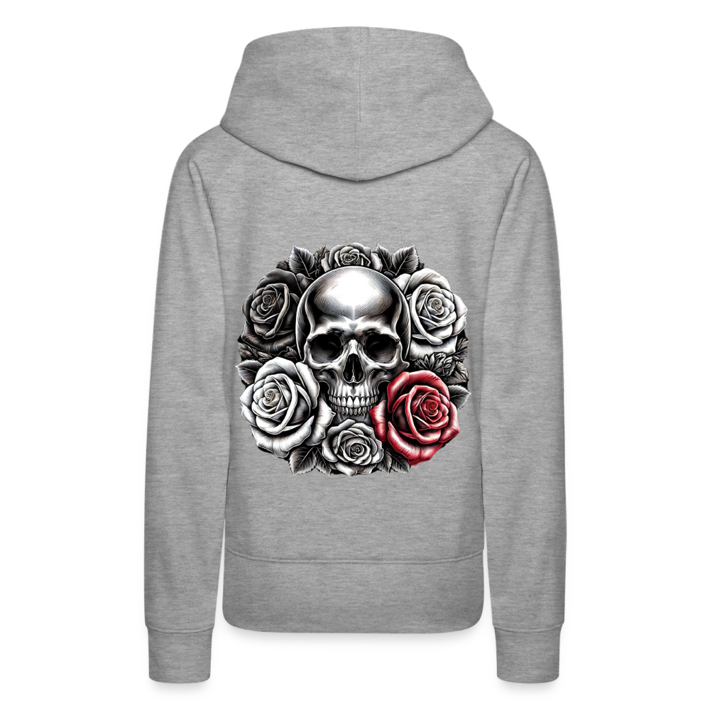 Women Hoodie Skull Roses - Grau meliert