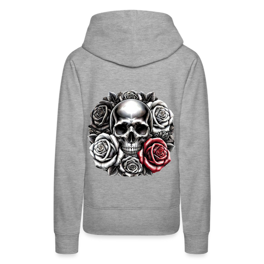 Women Hoodie Skull Roses - Grau meliert