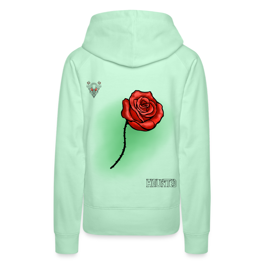 Woman Hoodie Rose on Green 1 - helles Mintgrün