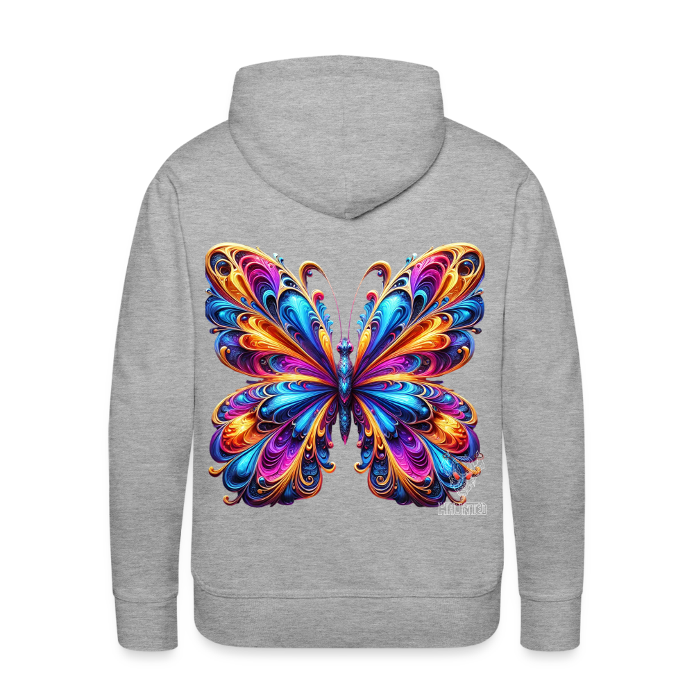 Men Hoodie Vibrant Butterfly Elegance - Grau meliert