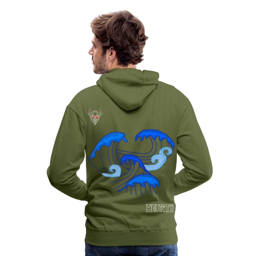Men Hoodie Waves clean Light - Olivgrün