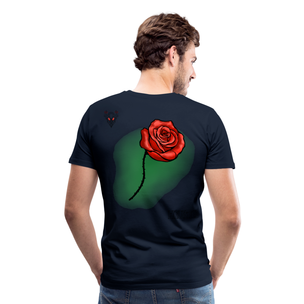 Man T-Shirt Rose on Green 1 - Navy