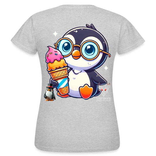 Women T-Shirt KasPenguin with Ice - Grau meliert