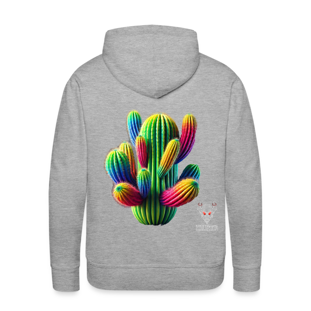 Men Hoodie "Prismatic Cactus Bloom" - Grau meliert