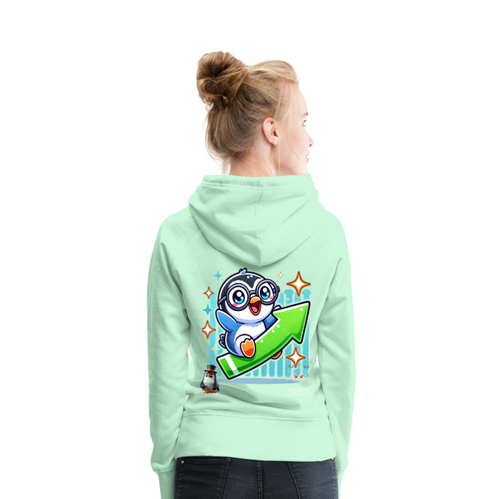 Women Hoodie KasPenguin Riding the Trend - helles Mintgrün