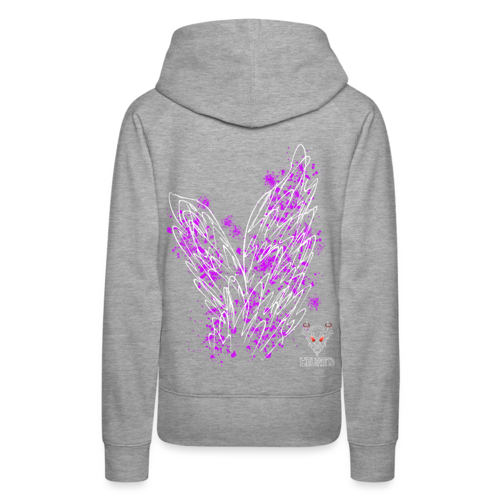 Women Hoodie Pink Wings - Grau meliert