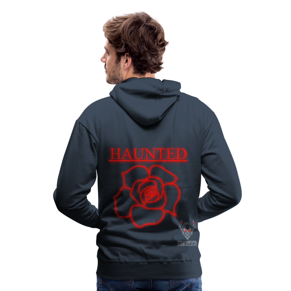 Men Hoodie Red Neon Rose - Navy