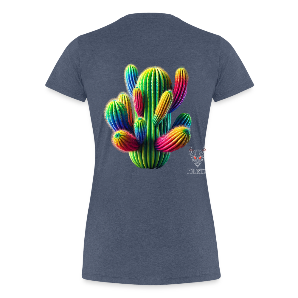 Woman T-Shirt Prismatic Cactus Bloom - Blau meliert