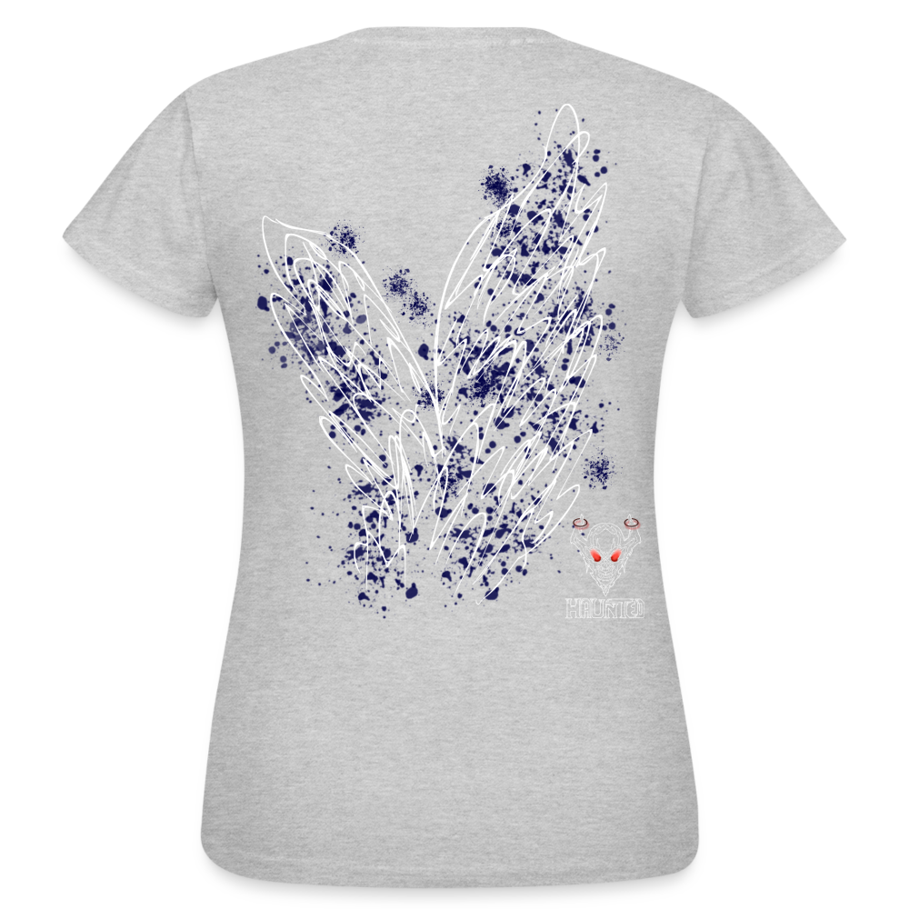 Women T-Shirt Dark Blue Wings - Grau meliert