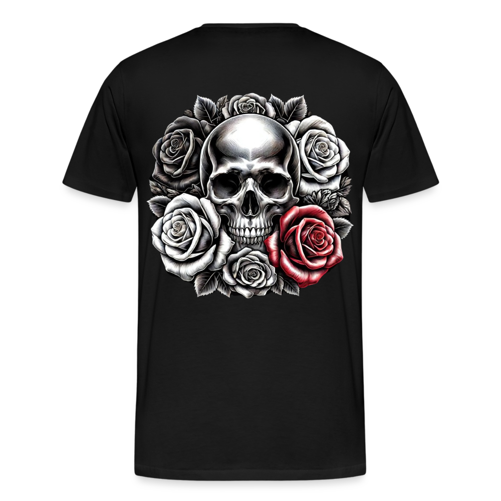 Men T-Shirt Skull Roses - Schwarz