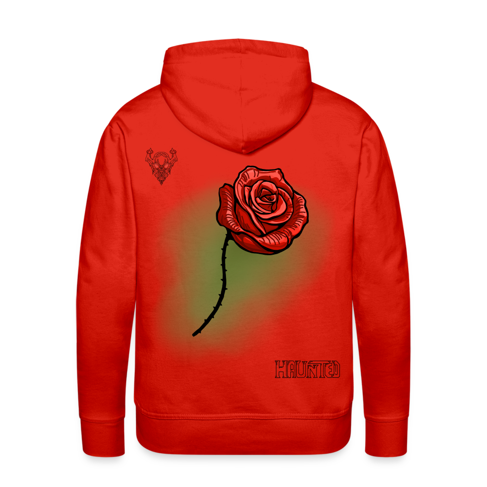 Men Hoodie Rose On Green 3 - Rot