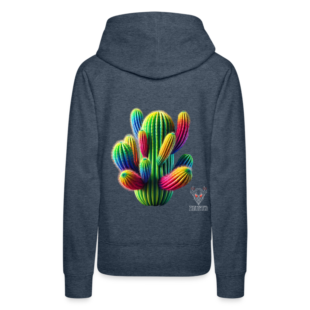 Woman Hoodie Prismatic Cactus Bloom - Jeansblau