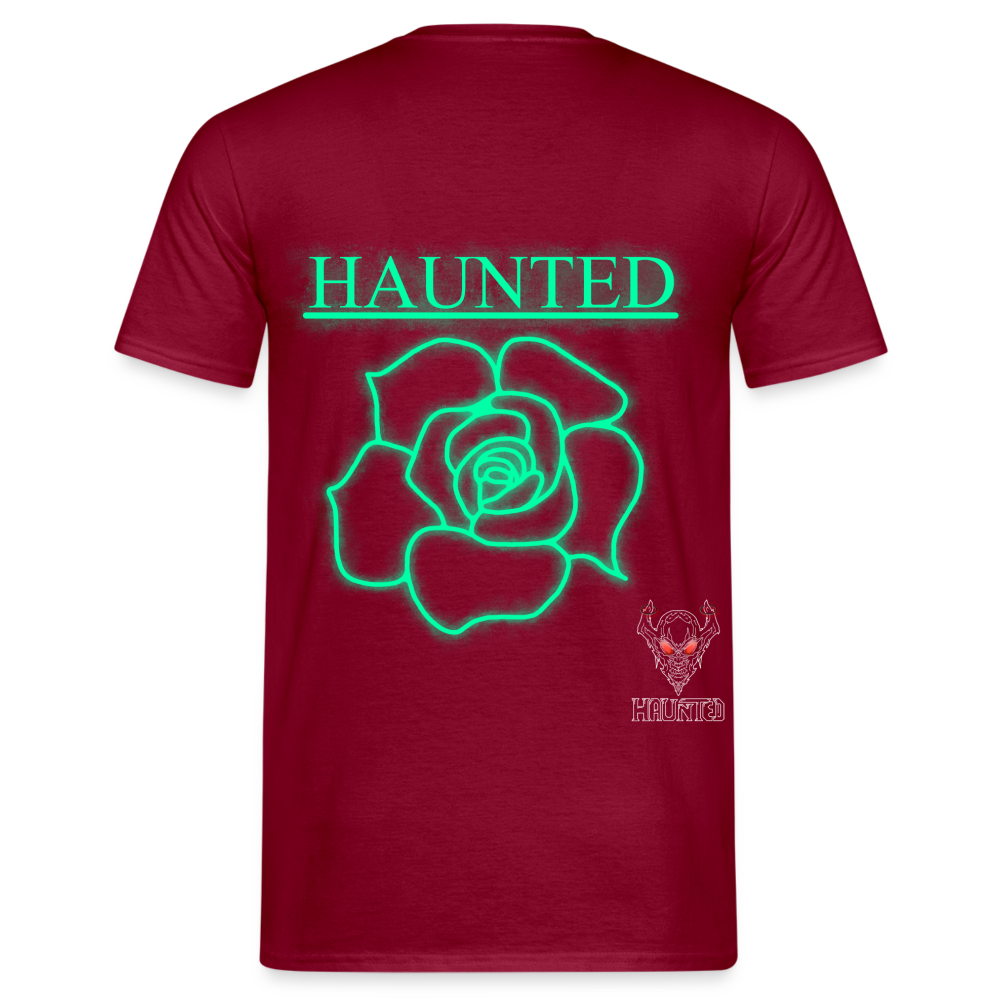 Men T-Shirt Turquoise Neon Rose - Ziegelrot
