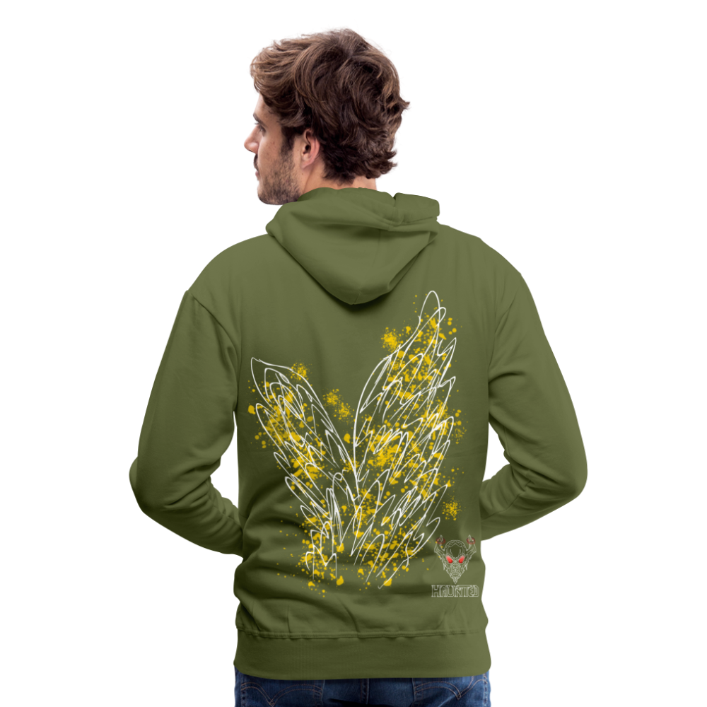 Men Hoodie Yellow Wings - Olivgrün